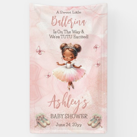 Kleine Ballerina ist auf dem Weg Tutu Babydusche Banner (Vertikal)