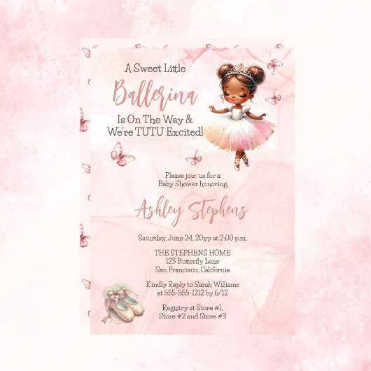 Kleine Ballerina ist auf dem Weg Tutu Babydusche Einladung