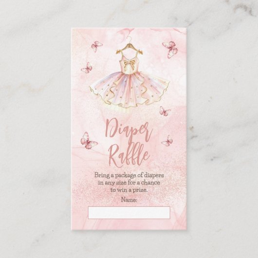 Kleine Ballerina Pink Babydusche Windelwanne Begleitkarte (Vorderseite)