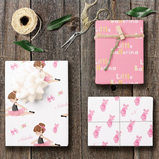 Kleine Ballerina Pink Ballettmädchen Geburtstag Geschenkpapier Set