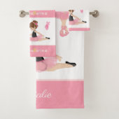 Kleine Ballerina Pink Ballettmädchen Name Badezimm Badhandtuch Set (Insitu)