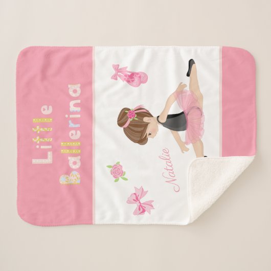 Kleine Ballerina Pink Ballettmädchen Name Sherpadecke (Vorderseite (Horizontal))