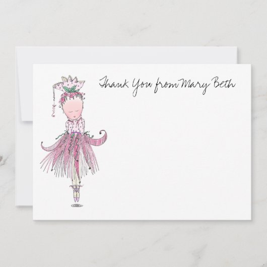 Kleine Ballerina pink Danke Note Card (Vorderseite)