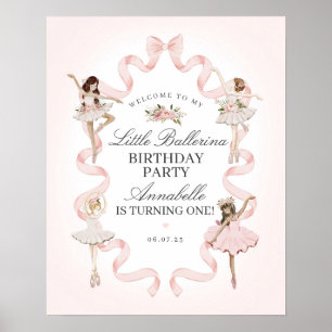 Kleine Ballerina Pink Geburtstagsparty Begrüßungsz Poster