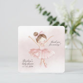 Kleine Ballerina Watercolor Girl Babydusche Dankeskarte (Stehend Vorderseite)