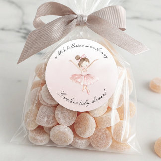 Kleine Ballerina Watercolor Girl Babydusche Runder Aufkleber