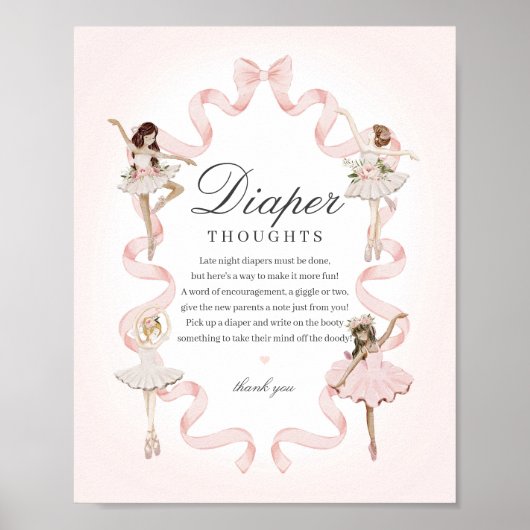 Kleine Ballerina Winaper Gedanken Babydusche Poster (Vorne)