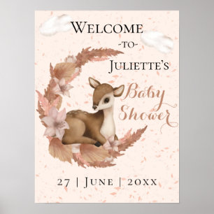 Kleine Bambi Blume Mond Staub Baby Dusche Empfang Poster
