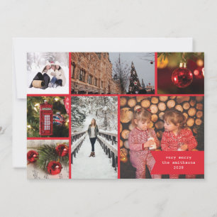 Kleine Band-Mehrfach-Foto-Weihnachten Rot Kariert  Feiertagskarte