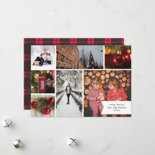 Kleine Band-Mehrfach-Foto-Weihnachten Rot Kariert  Feiertagskarte