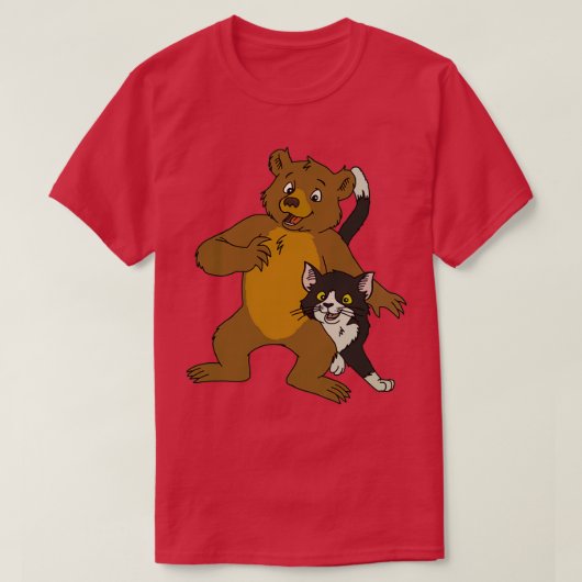 Kleine Bären und Katzen Kunst T-Shirt (Design vorne)
