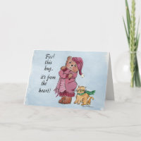 Kleine Bärenkarikatur gibt eine Umarmung aus dem H