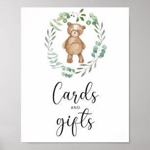 Kleine Bärenkarten und Geschenke Babydusche Poster