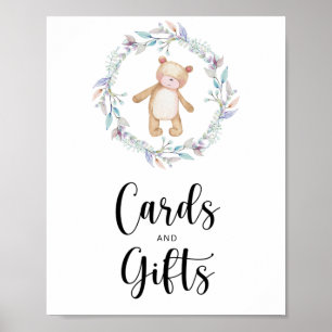 Kleine Bärenkarten und Geschenke Babydusche Poster