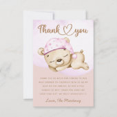 Kleine Bärenmädchen Babydusche Dankeschön Karte (Vorderseite)