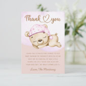 Kleine Bärenmädchen Babydusche Dankeschön Karte (Stehend Vorderseite)