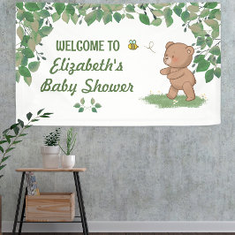 Kleine Bärennatur Babydusche Willkommen Banner