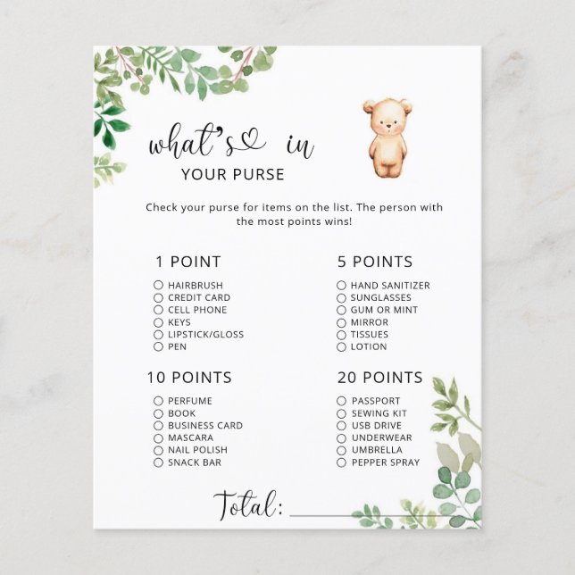 Kleine Bärenwelse in Ihrem Baby-Duschspiel (Vorderseite)