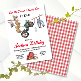 Kleine Bauer Clothesline Geburtstagsparty Einladung
