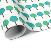 Kleine Bäume und ein verstecktes Affenbrot Geschenkpapier (Rolleneckpunkt)