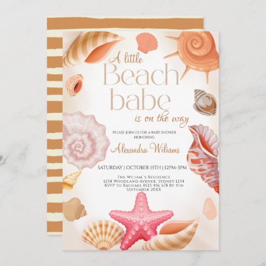 Kleine Beachvolleyball-Dusche Einladung (Vorne/Hinten)