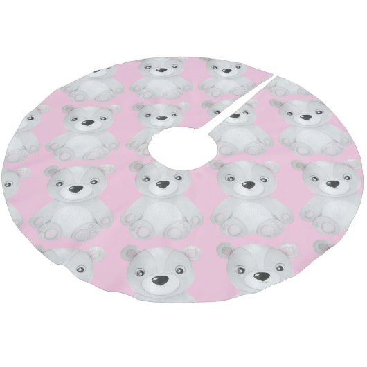 Kleine Bear Baby Pink Girl Holiday Dekoration Polyester Weihnachtsbaumdecke (Schrägansicht)