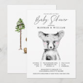 Kleine Bear Watercolor Babydusche Einladung (Vorne/Hinten)