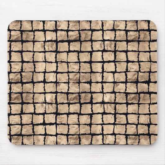 Kleine bemalte Quadrate in Rose gold und schwarz Mousepad (Vorne)