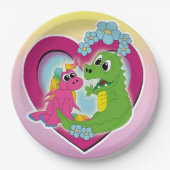 Kleine beste Freunde - Einhorn und Drache Pappteller (Vorderseite)
