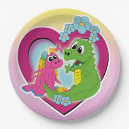 Kleine beste Freunde - Einhorn und Drache Pappteller