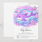 Kleine, bezaubernde Dolphin-Babydusche Einladung (Vorne/Hinten)