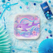 Kleine, bezaubernde Dolphin-Babydusche Pappteller (Party)