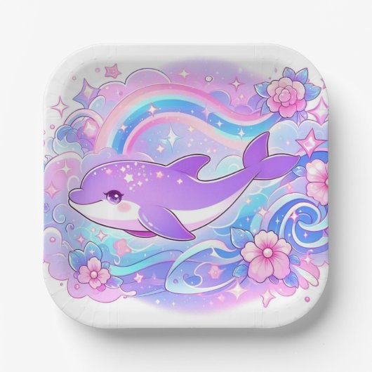 Kleine, bezaubernde Dolphin-Babydusche Pappteller (Vorderseite)