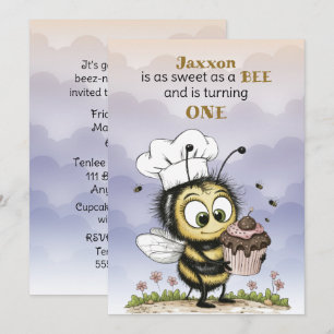 Kleine Biene Baby Junge Erster Geburtstag Einladung