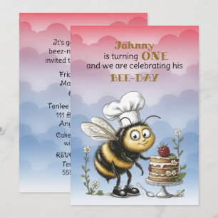 Kleine Biene Baby Junge Erster Geburtstag Einladung
