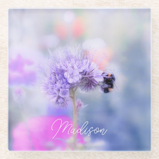 Kleine Biene Personalisiert Glasuntersetzer (Vorderseite)