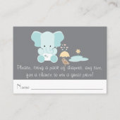 Kleine Bird-Diaper-Raffelkarten mit blauem Elephan Begleitkarte (Rückseite)