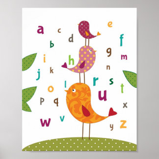 Kleine Birdie-Alphabete Kinderzimmer Art Poster