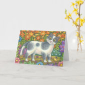 KLEINE BIRDIE SAGTE MIR, KATZE BIRTHDAKARTE PASSEN KARTE (Gelbe Blume)