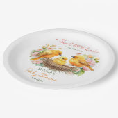 Kleine Birdie Schlüpfen bald Frühlingshaube Pappteller (Schrägansicht)