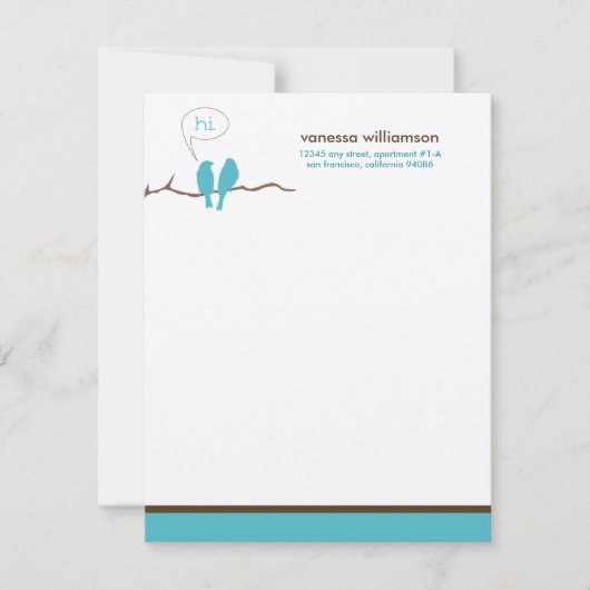 Kleine Birdies Custom Flat Mitteilungskarten (Aqua (Vorderseite)
