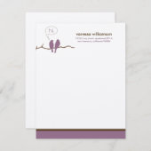 Kleine Birdies Custom Flat Mitteilungskarten (lila (Vorne/Hinten)