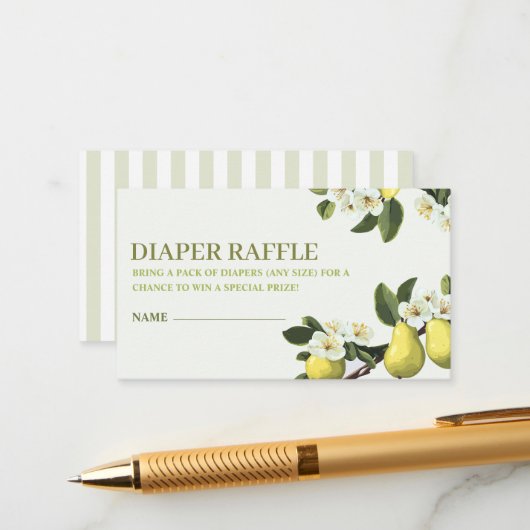 Kleine Birne Thema Babydusche Windelwindeln Begleitkarte (Vorderseite/Rückseite Beispiel)