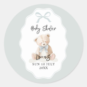 Kleine Blaue Bärchen warten kaum Baby Shower Runder Aufkleber