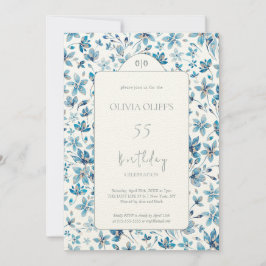 Kleine blaue Blüten zum Geburtstag jedes Alters Einladung