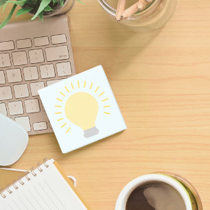Kleine blaue gelbe Glühbirne Art 3x3 Sticky Mini Post-it Klebezettel