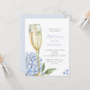 Kleine Blaue Hortensien-Blüten zum Geburtstag Einladung