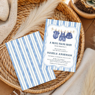 Kleine blaue Jeans sind auf dem Weg, Denim-Baby-Pa Einladung
