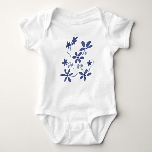 Kleine blaue romantische Blume Baby Strampler (Vorderseite)
