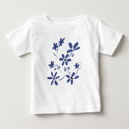 Kleine blaue romantische Blume Baby T-shirt (Vorderseite)
